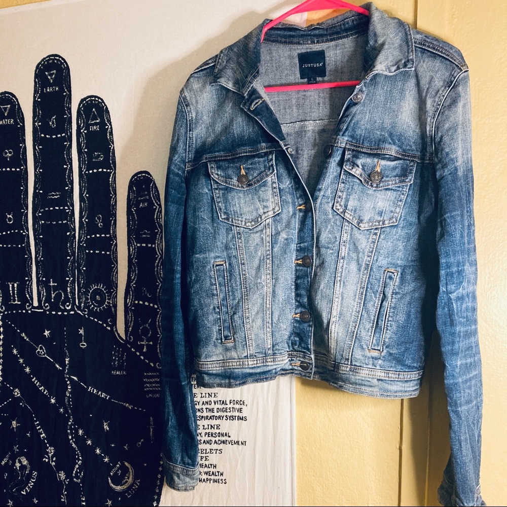 Just USA distressed denim boyfriend jacket